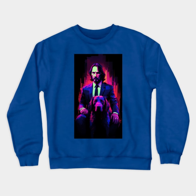 john wick neon poster Crewneck Sweatshirt by FunartsbyM